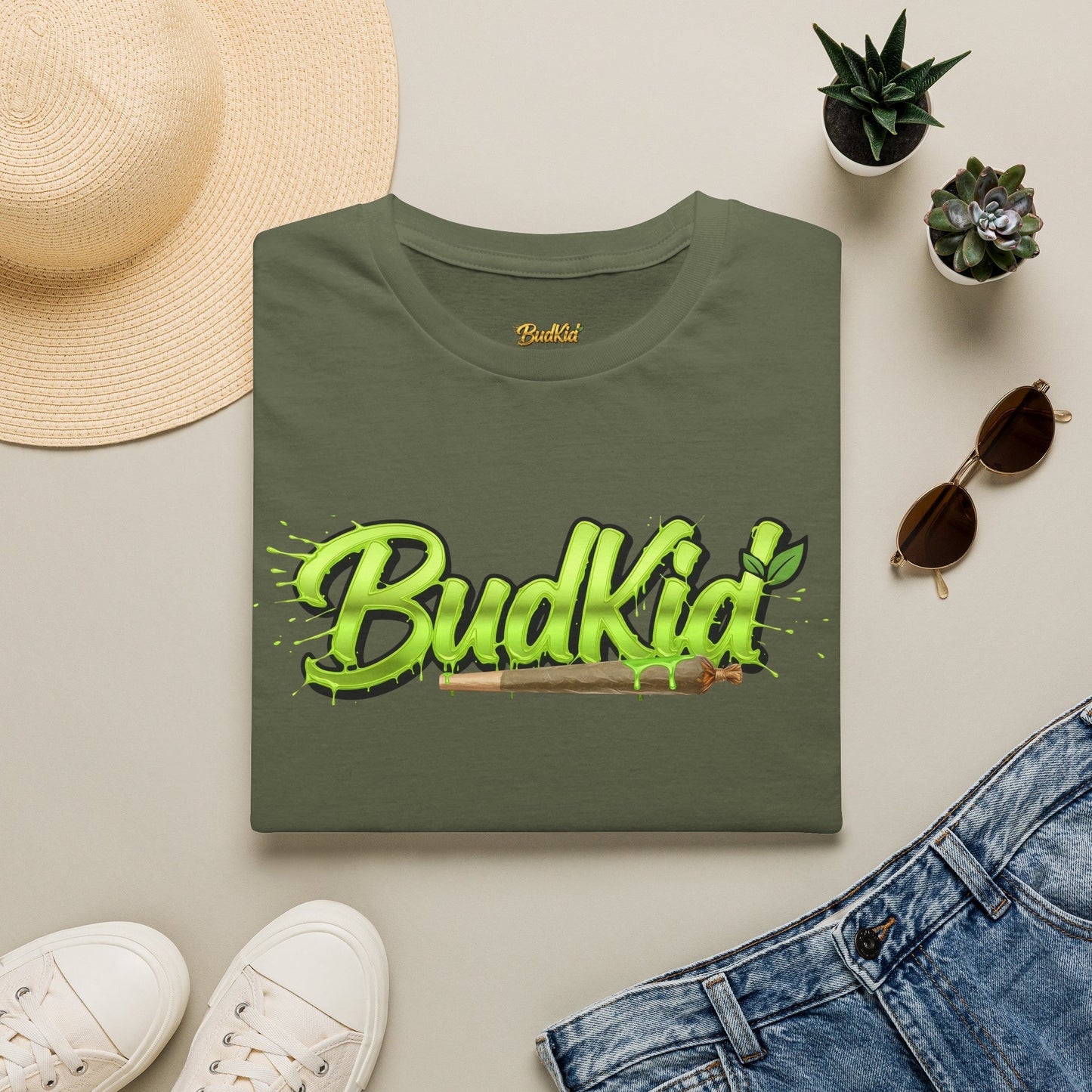 BUDKID GREEN NEON TEE