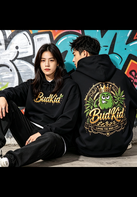 Sudadera con capucha y logo BudKid Gold — Ropa urbana de primera calidad